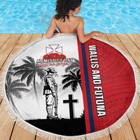 Wallis and Futuna Armistice Day Beach Blanket Lest We Forget Flag Style LT05 - Polynesian Pride