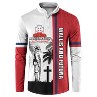 Wallis and Futuna Armistice Day Button Sweatshirt Lest We Forget Flag Style LT05 White - Polynesian Pride