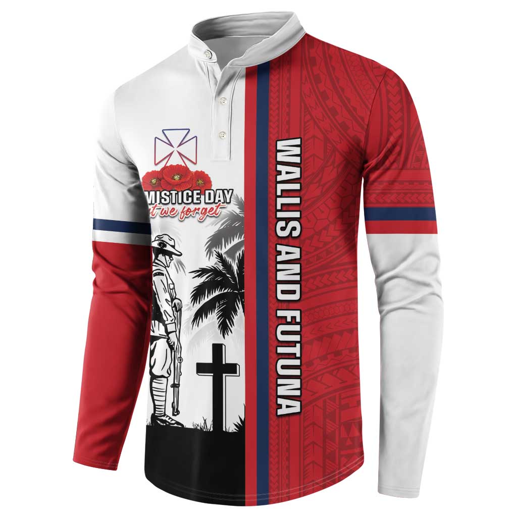 Wallis and Futuna Armistice Day Button Sweatshirt Lest We Forget Flag Style LT05 - Polynesian Pride