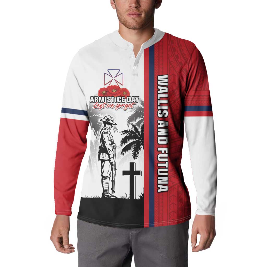 Wallis and Futuna Armistice Day Button Sweatshirt Lest We Forget Flag Style LT05 - Polynesian Pride