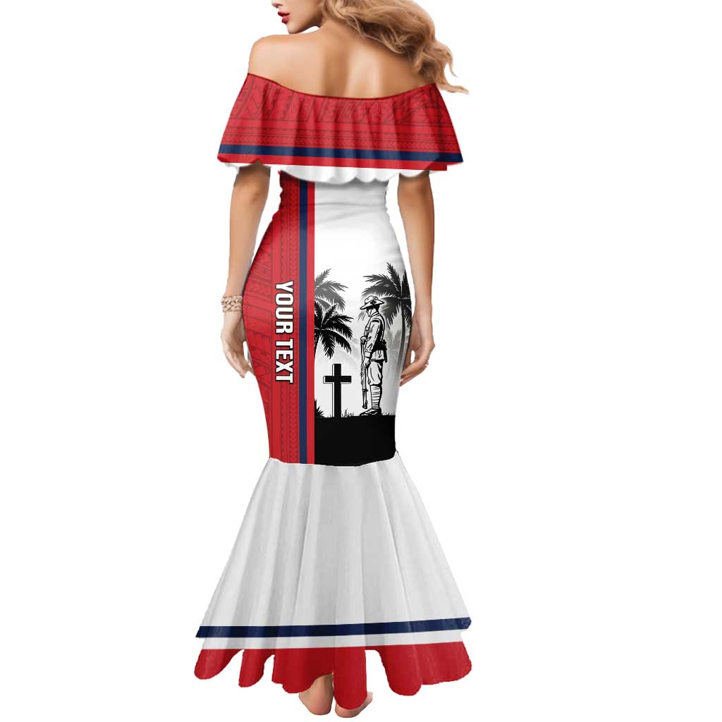 Wallis and Futuna Armistice Day Mermaid Dress Lest We Forget Flag Style LT05 - Polynesian Pride