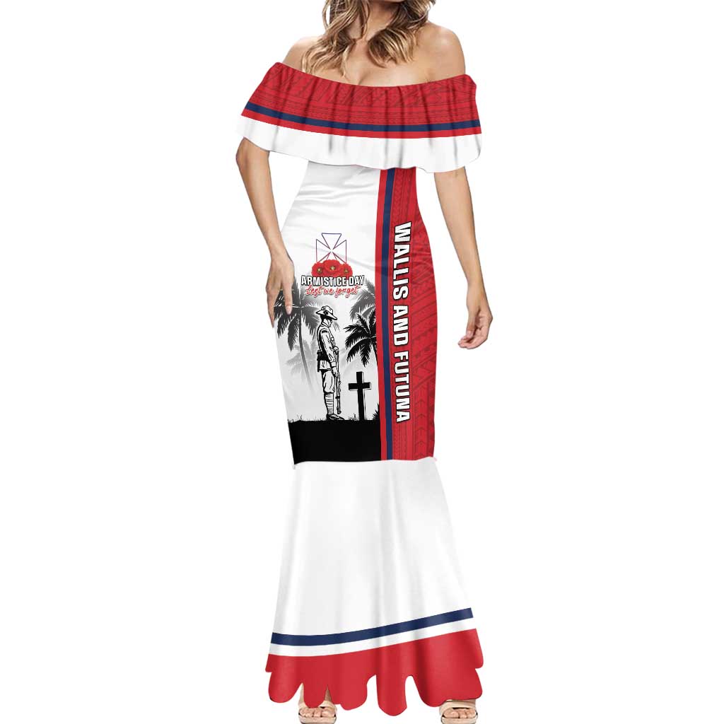 Wallis and Futuna Armistice Day Mermaid Dress Lest We Forget Flag Style LT05 - Polynesian Pride