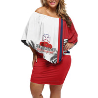 Wallis and Futuna Armistice Day Off Shoulder Short Dress Lest We Forget Flag Style LT05 Women White - Polynesian Pride