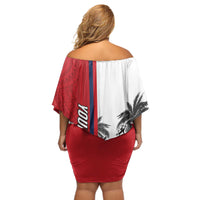 Wallis and Futuna Armistice Day Off Shoulder Short Dress Lest We Forget Flag Style LT05 - Polynesian Pride