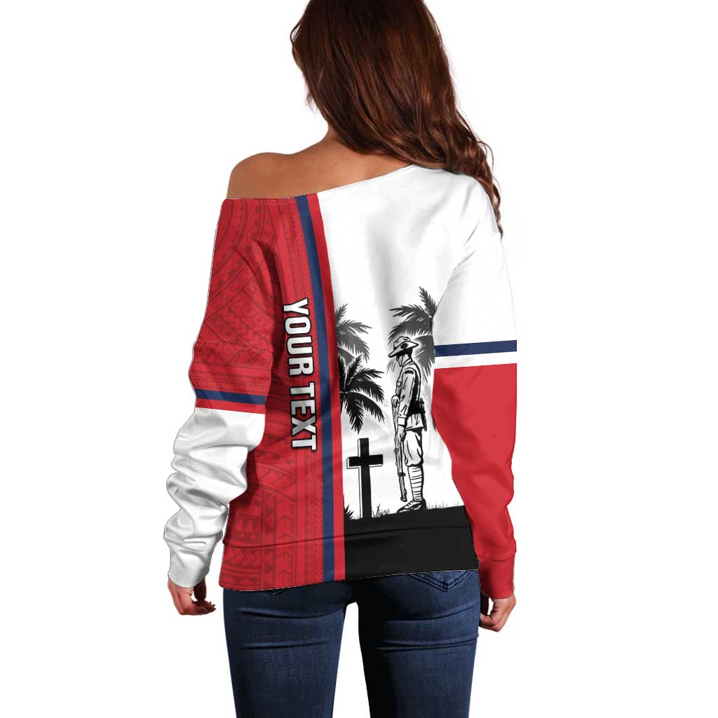 Wallis and Futuna Armistice Day Off Shoulder Sweater Lest We Forget Flag Style LT05 - Polynesian Pride
