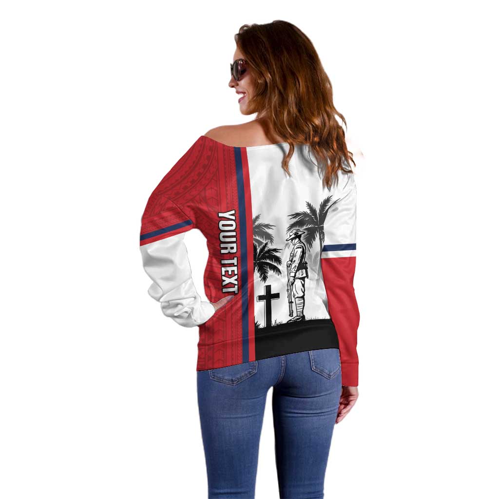 Wallis and Futuna Armistice Day Off Shoulder Sweater Lest We Forget Flag Style LT05 - Polynesian Pride