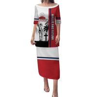Wallis and Futuna Armistice Day Puletasi Lest We Forget Flag Style LT05 Long Dress White - Polynesian Pride