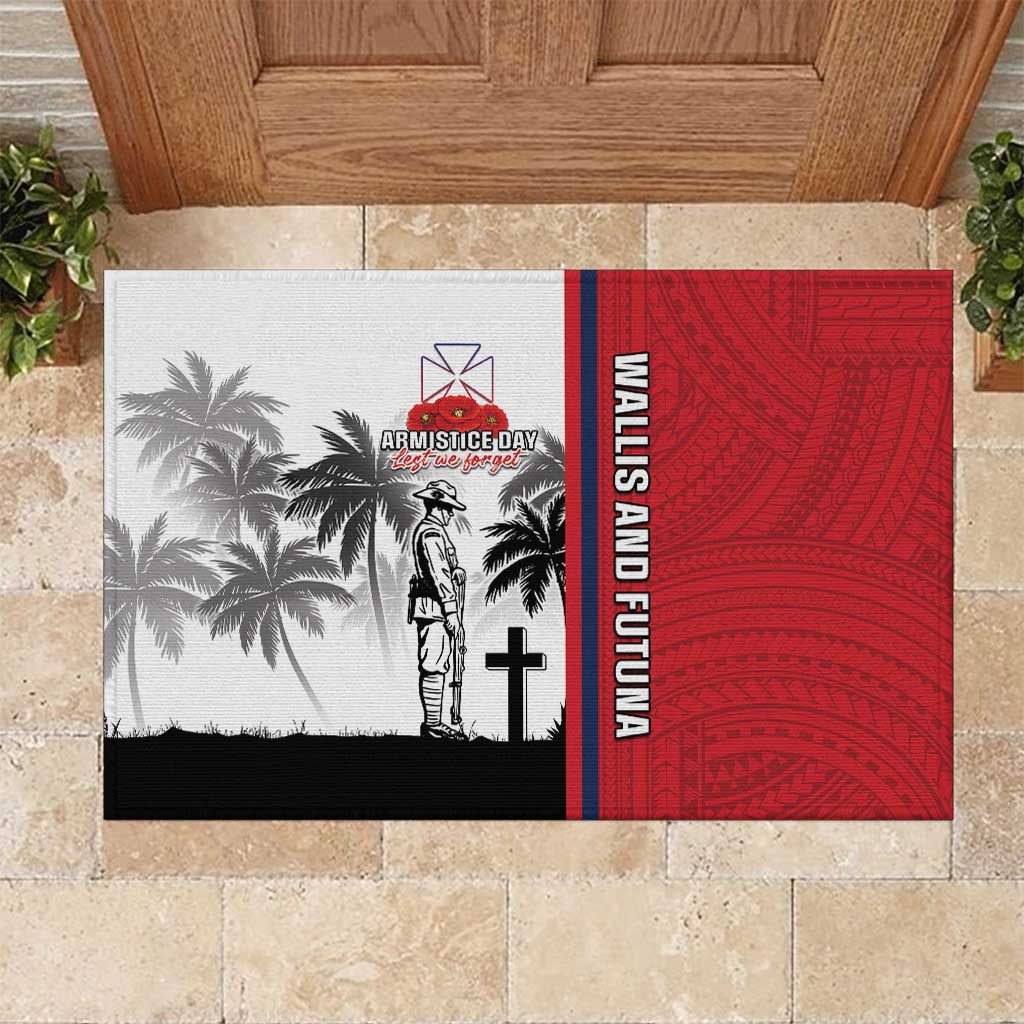Wallis and Futuna Armistice Day Rubber Doormat Lest We Forget Flag Style LT05 White - Polynesian Pride