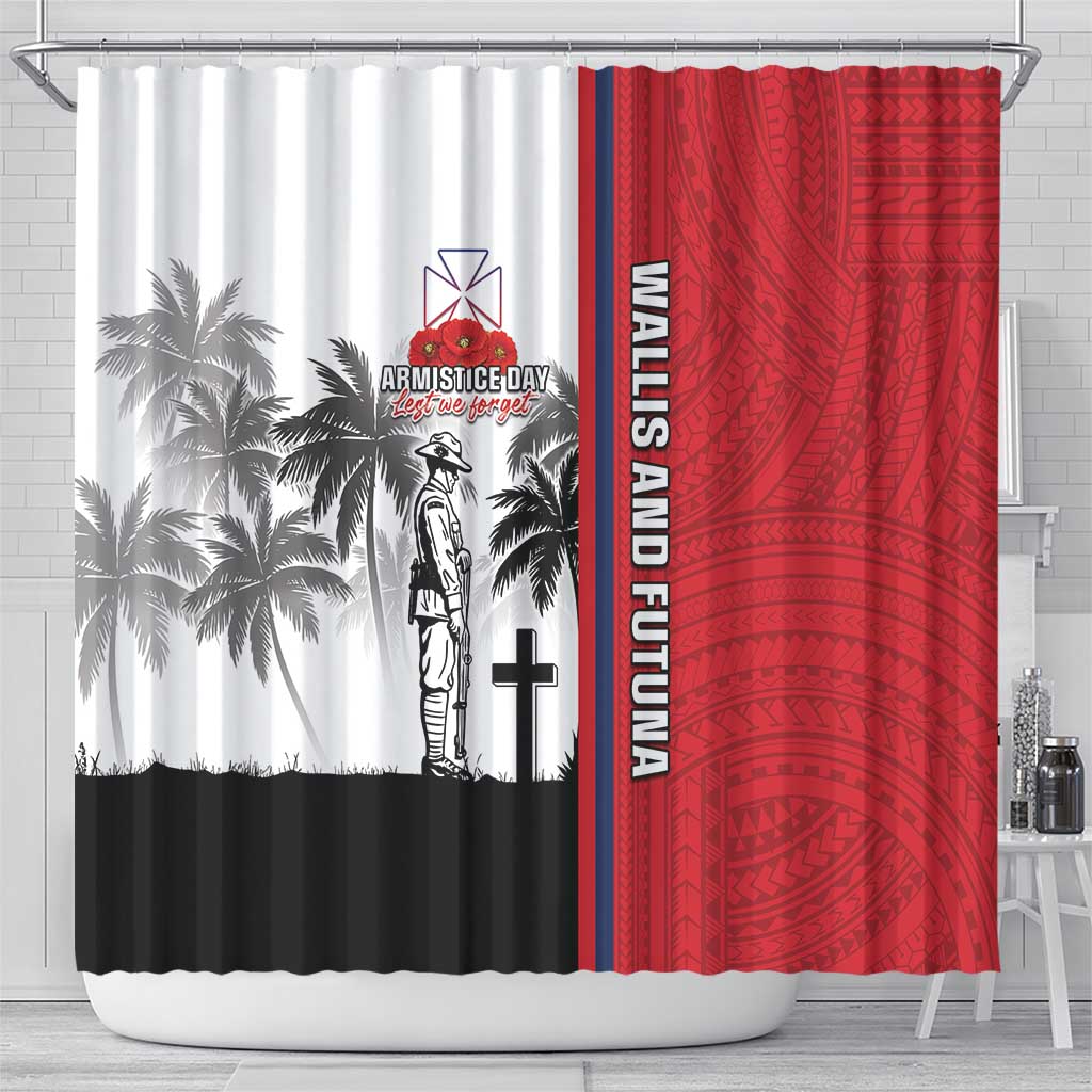 Wallis and Futuna Armistice Day Shower Curtain Lest We Forget Flag Style LT05 - Polynesian Pride