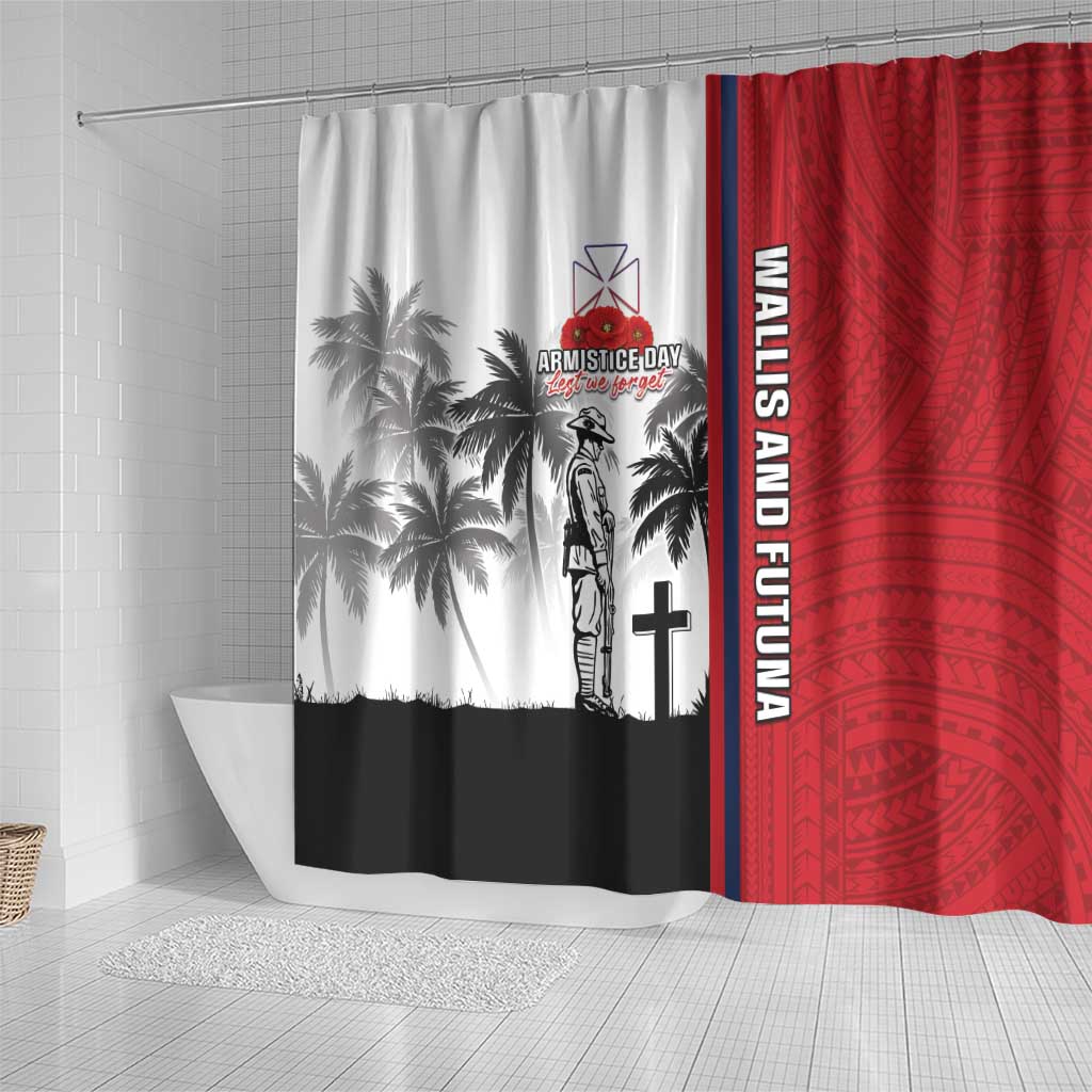 Wallis and Futuna Armistice Day Shower Curtain Lest We Forget Flag Style LT05 - Polynesian Pride
