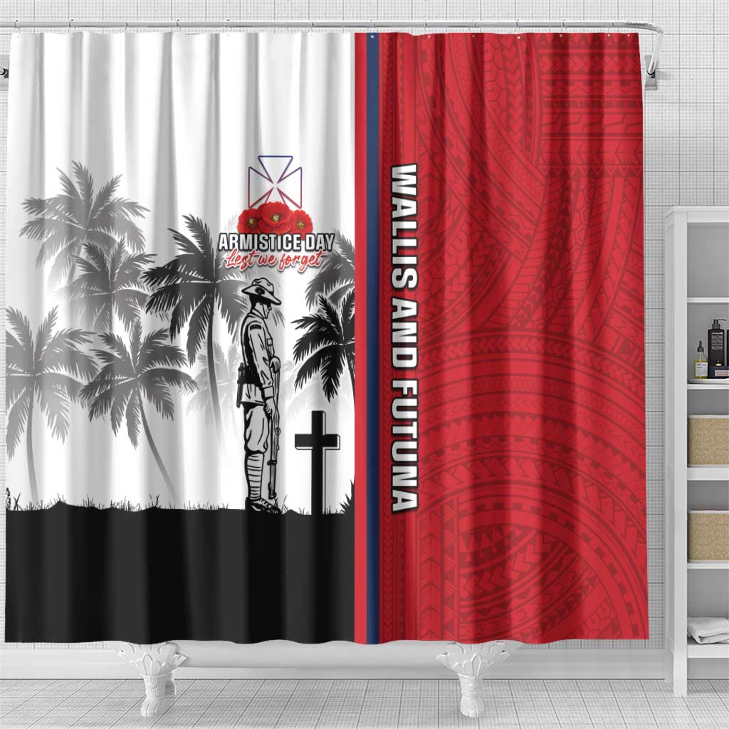 Wallis and Futuna Armistice Day Shower Curtain Lest We Forget Flag Style LT05 - Polynesian Pride