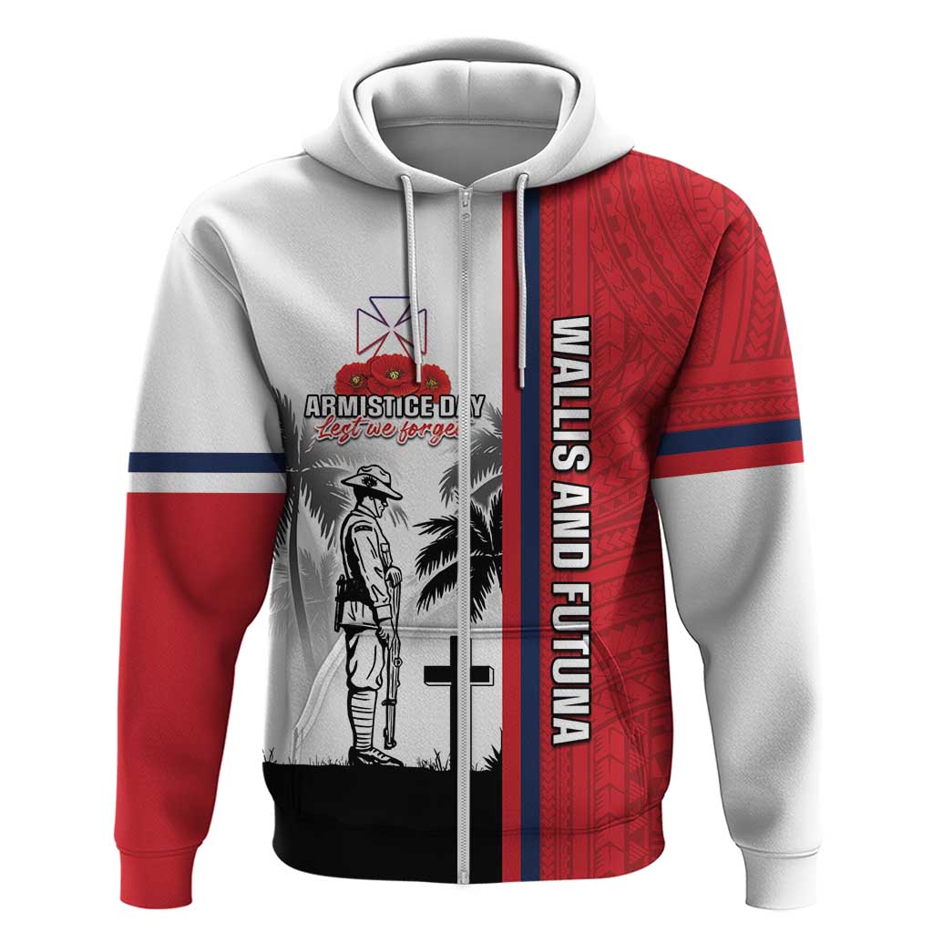 Wallis and Futuna Armistice Day Zip Hoodie Lest We Forget Flag Style