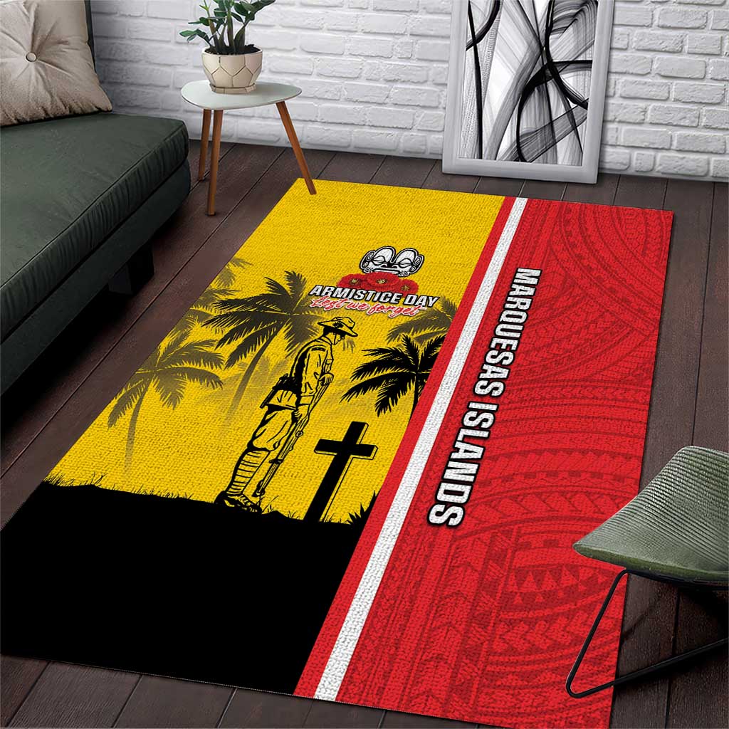 Marquesas Islands Armistice Day Area Rug Lest We Forget Flag Style LT05 Yellow - Polynesian Pride