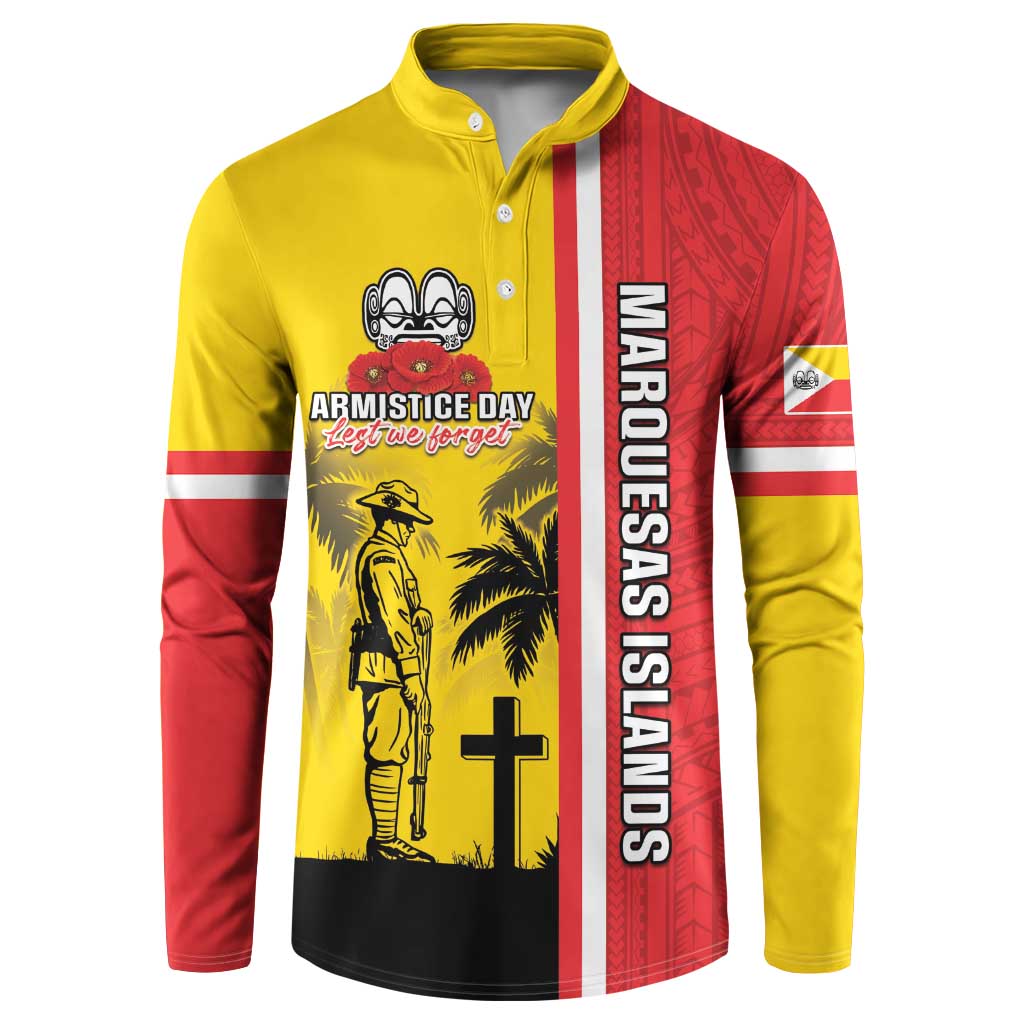 Marquesas Islands Armistice Day Button Sweatshirt Lest We Forget Flag Style LT05 Yellow - Polynesian Pride