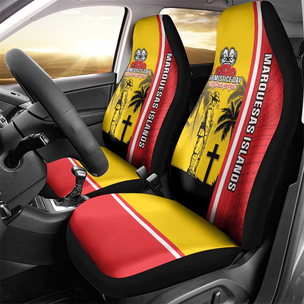 Marquesas Islands Armistice Day Car Seat Cover Lest We Forget Flag Style LT05 - Polynesian Pride