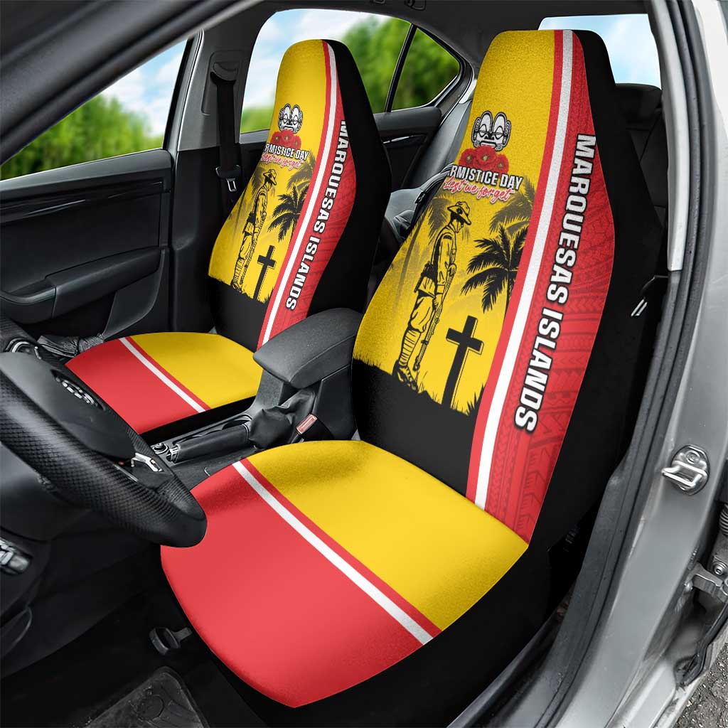 Marquesas Islands Armistice Day Car Seat Cover Lest We Forget Flag Style LT05 - Polynesian Pride