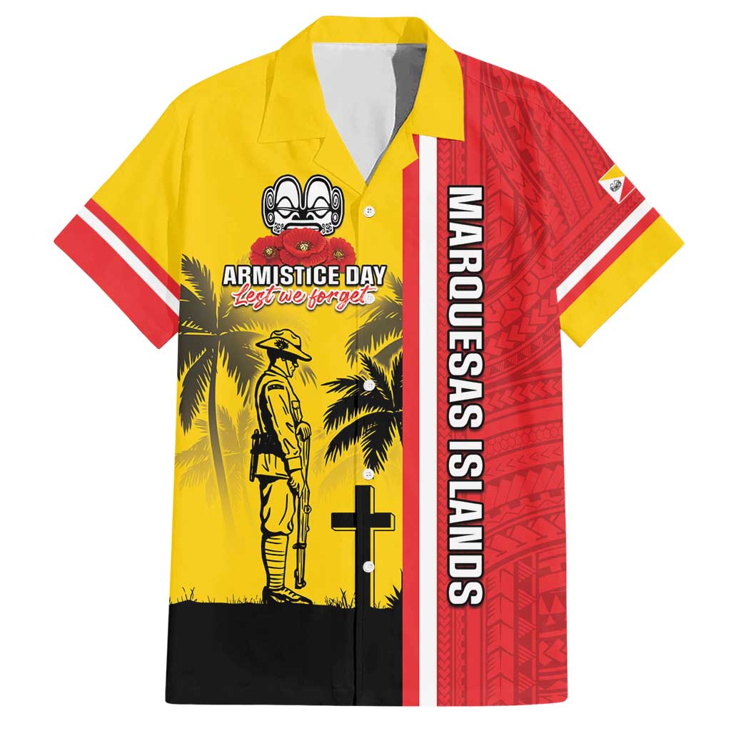 Marquesas Islands Armistice Day Hawaiian Shirt Lest We Forget Flag Style LT05 Yellow - Polynesian Pride