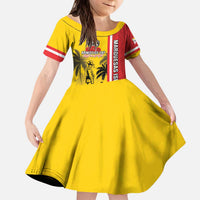 Marquesas Islands Armistice Day Kid Short Sleeve Dress Lest We Forget Flag Style LT05 KID Yellow - Polynesian Pride