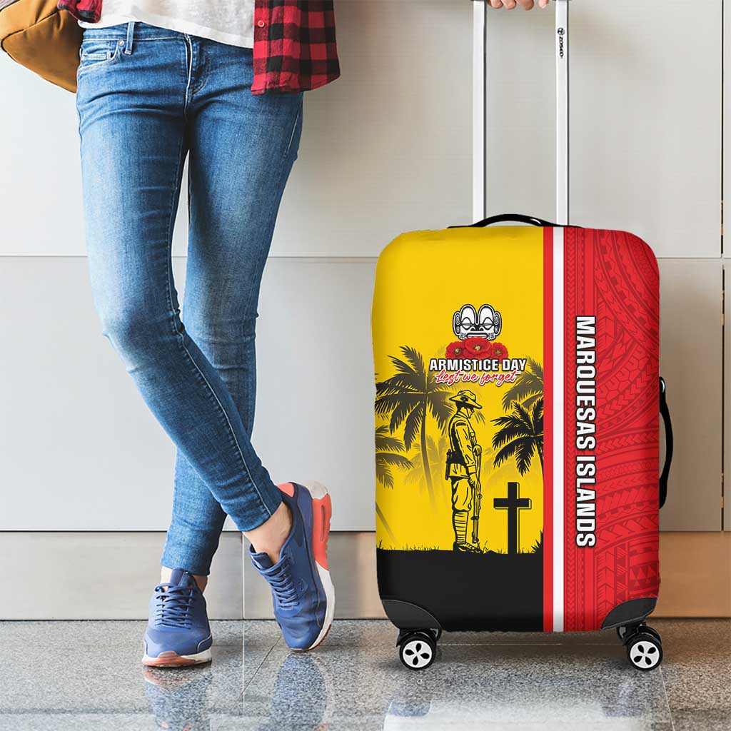Marquesas Islands Armistice Day Luggage Cover Lest We Forget Flag Style LT05 - Polynesian Pride