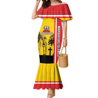 Marquesas Islands Armistice Day Mermaid Dress Lest We Forget Flag Style LT05 Women Yellow - Polynesian Pride