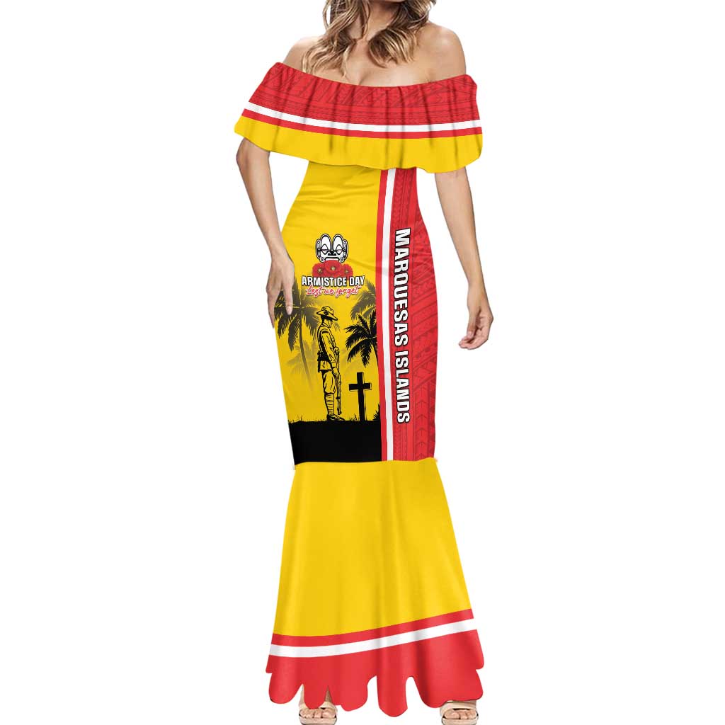 Marquesas Islands Armistice Day Mermaid Dress Lest We Forget Flag Style LT05 - Polynesian Pride