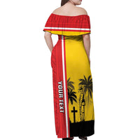 Marquesas Islands Armistice Day Off Shoulder Maxi Dress Lest We Forget Flag Style LT05 - Polynesian Pride