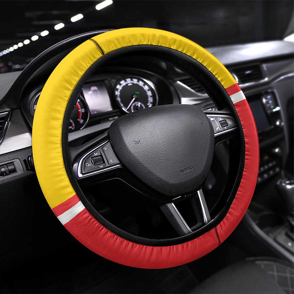 Marquesas Islands Armistice Day Steering Wheel Cover Lest We Forget Flag Style LT05 Universal Fit Yellow - Polynesian Pride