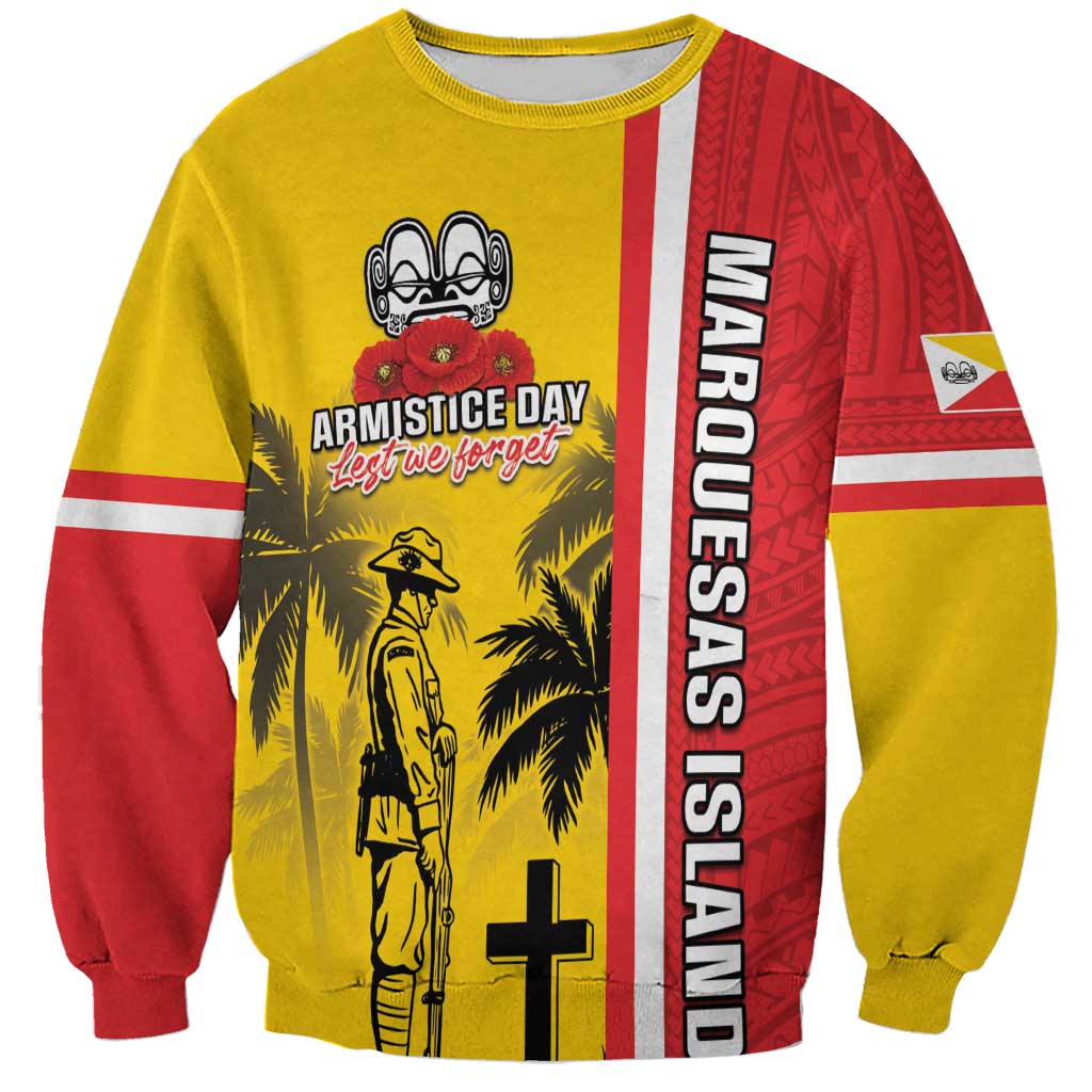 Marquesas Islands Armistice Day Sweatshirt Lest We Forget Flag Style LT05 Unisex Yellow - Polynesian Pride