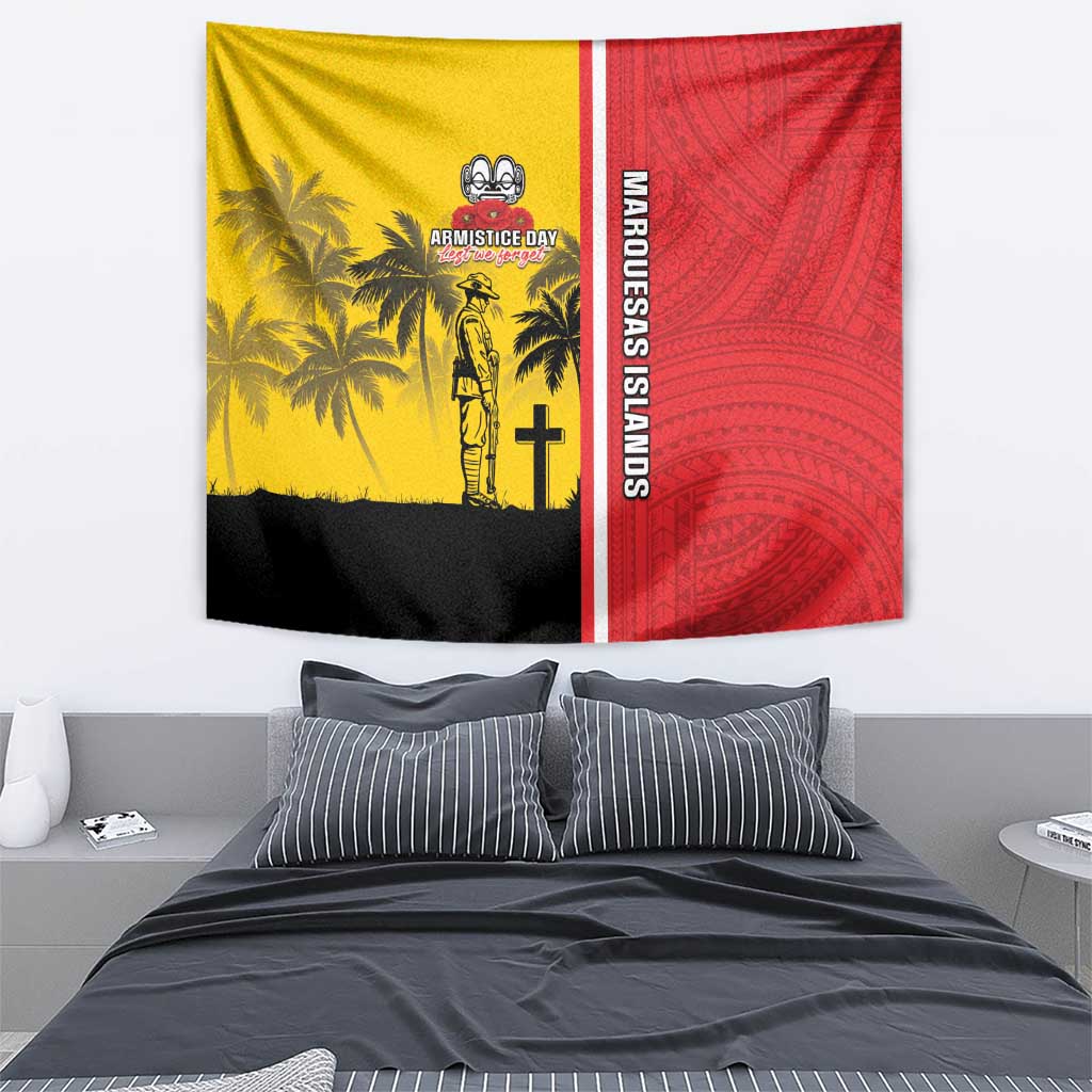 Marquesas Islands Armistice Day Tapestry Lest We Forget Flag Style LT05 - Polynesian Pride