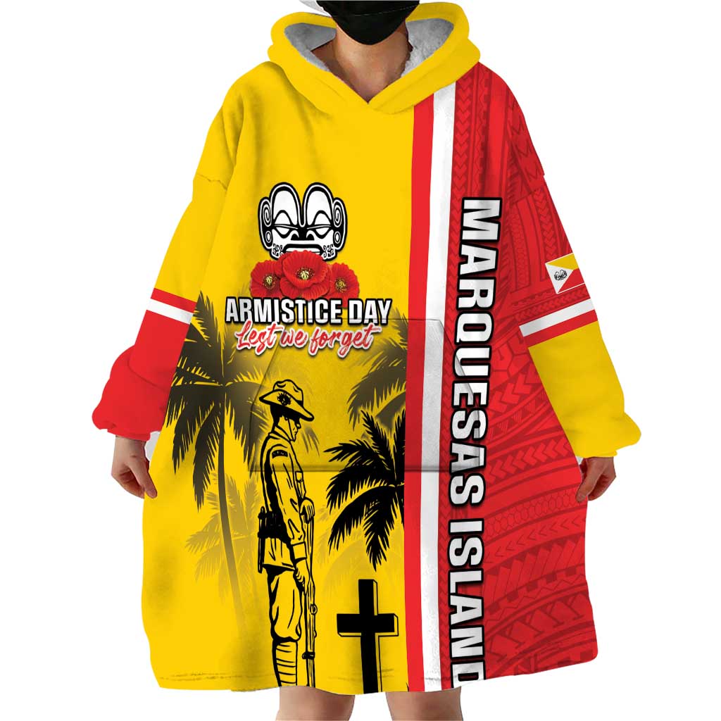Marquesas Islands Armistice Day Wearable Blanket Hoodie Lest We Forget Flag Style LT05 - Polynesian Pride