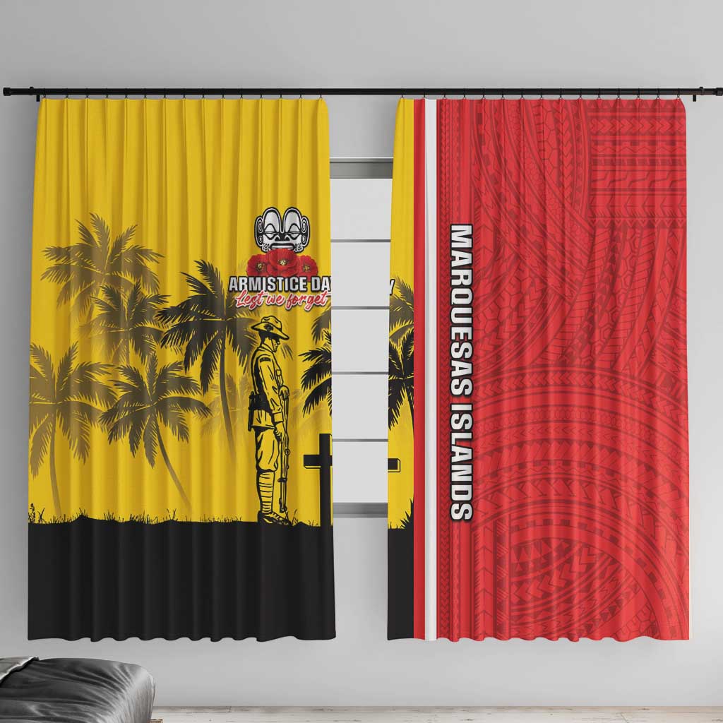 Marquesas Islands Armistice Day Window Curtain Lest We Forget Flag Style LT05 With Hooks Yellow - Polynesian Pride