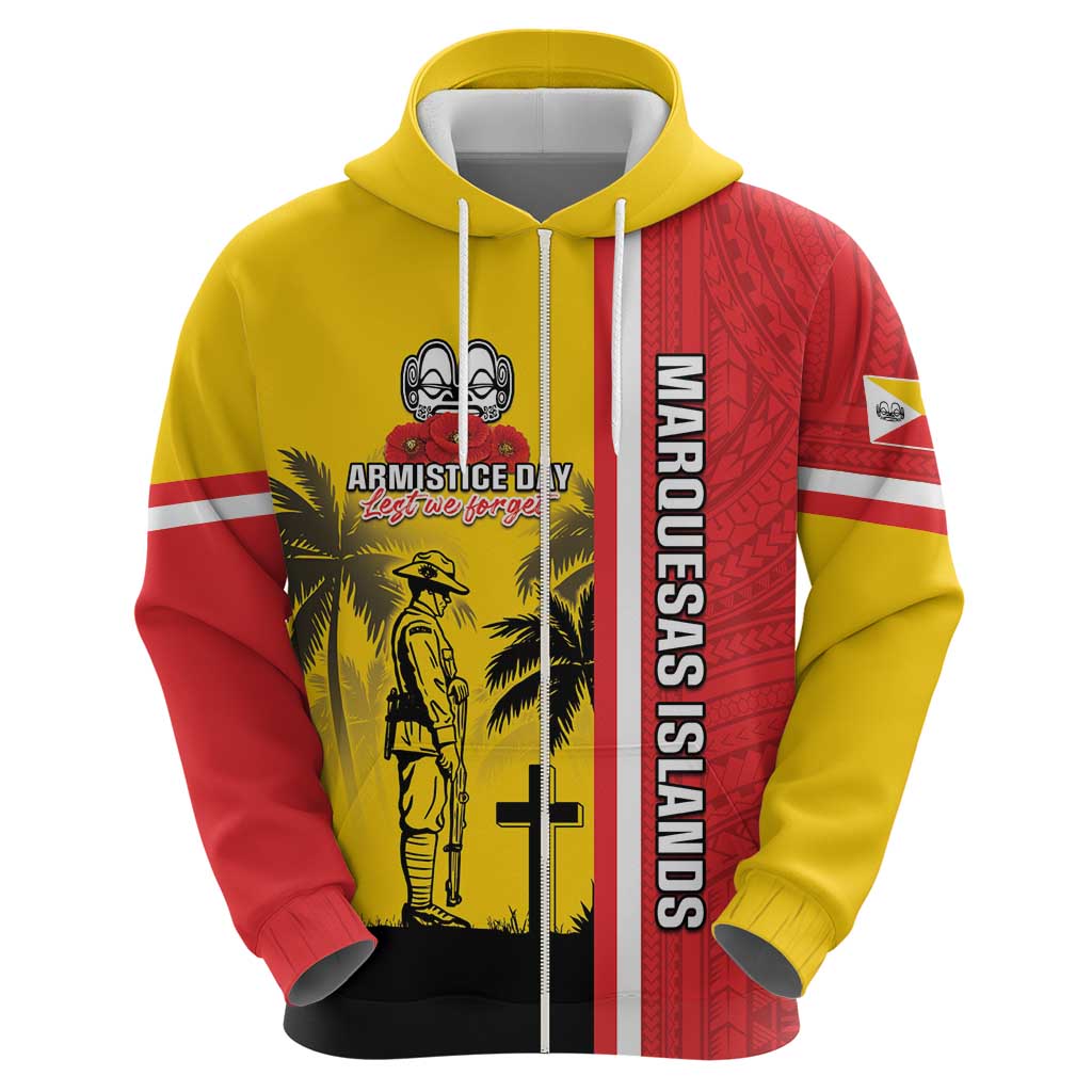 Marquesas Islands Armistice Day Zip Hoodie Lest We Forget Flag Style LT05 - Polynesian Pride