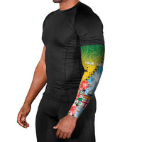 Personalised Malampa Fiji Day Arm Sleeves Tribal Pattern With Tropical Flowers LT05 - Polynesian Pride