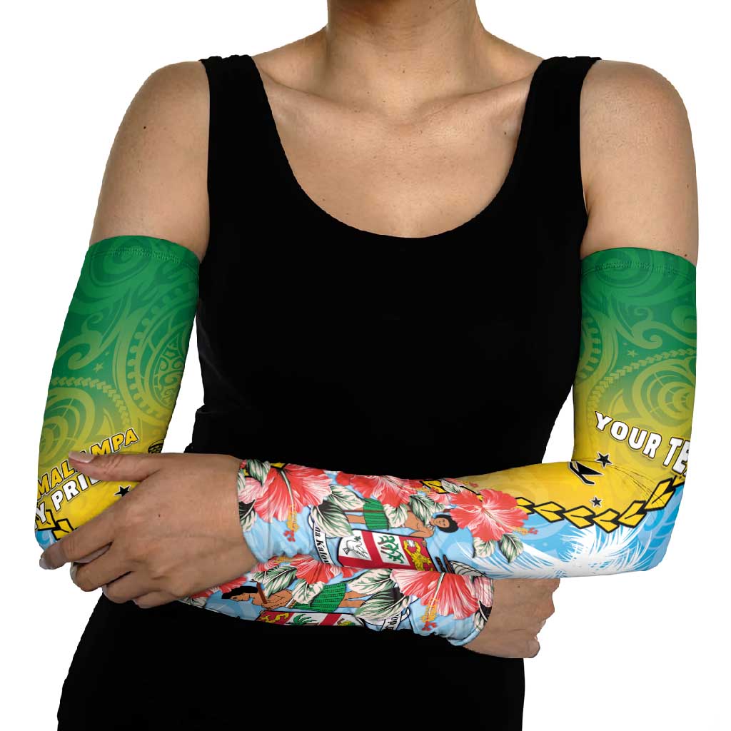 Personalised Malampa Fiji Day Arm Sleeves Tribal Pattern With Tropical Flowers LT05 - Polynesian Pride