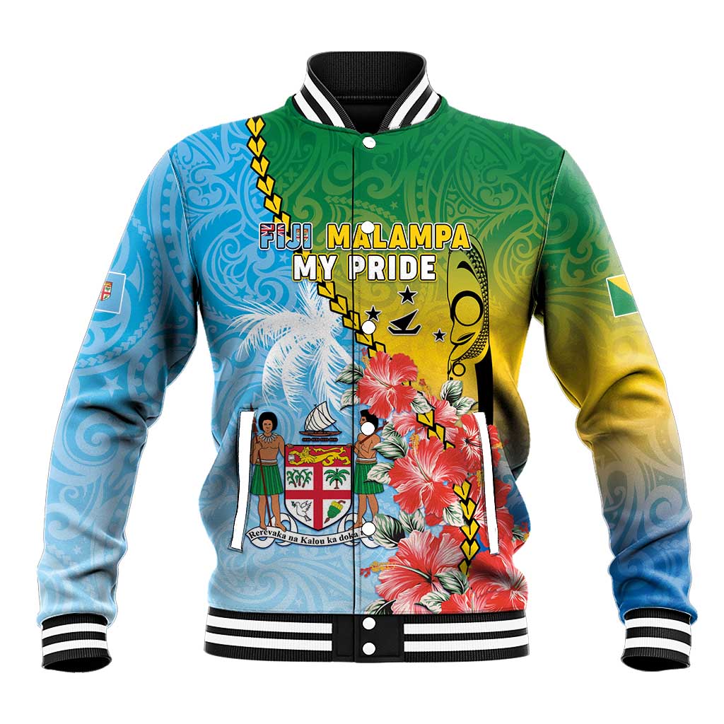 Personalised Malampa Fiji Day Baseball Jacket Tribal Pattern With Tropical Flowers LT05 Unisex Colorful - Polynesian Pride