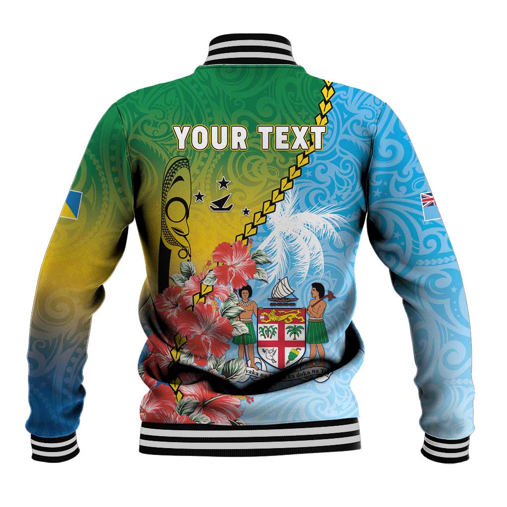 Personalised Malampa Fiji Day Baseball Jacket Tribal Pattern With Tropical Flowers LT05 - Polynesian Pride