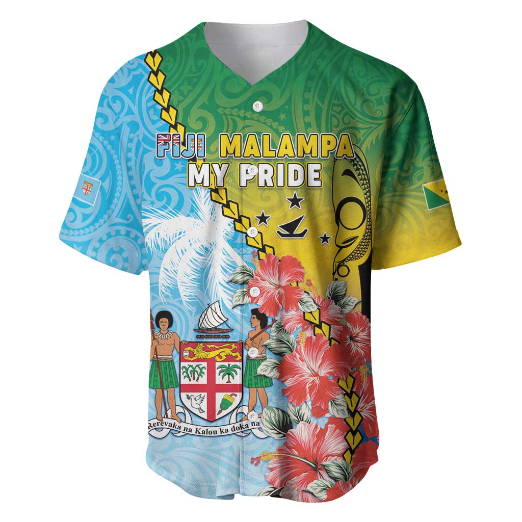 Personalised Malampa Fiji Day Baseball Jersey Tribal Pattern With Tropical Flowers LT05 Colorful - Polynesian Pride