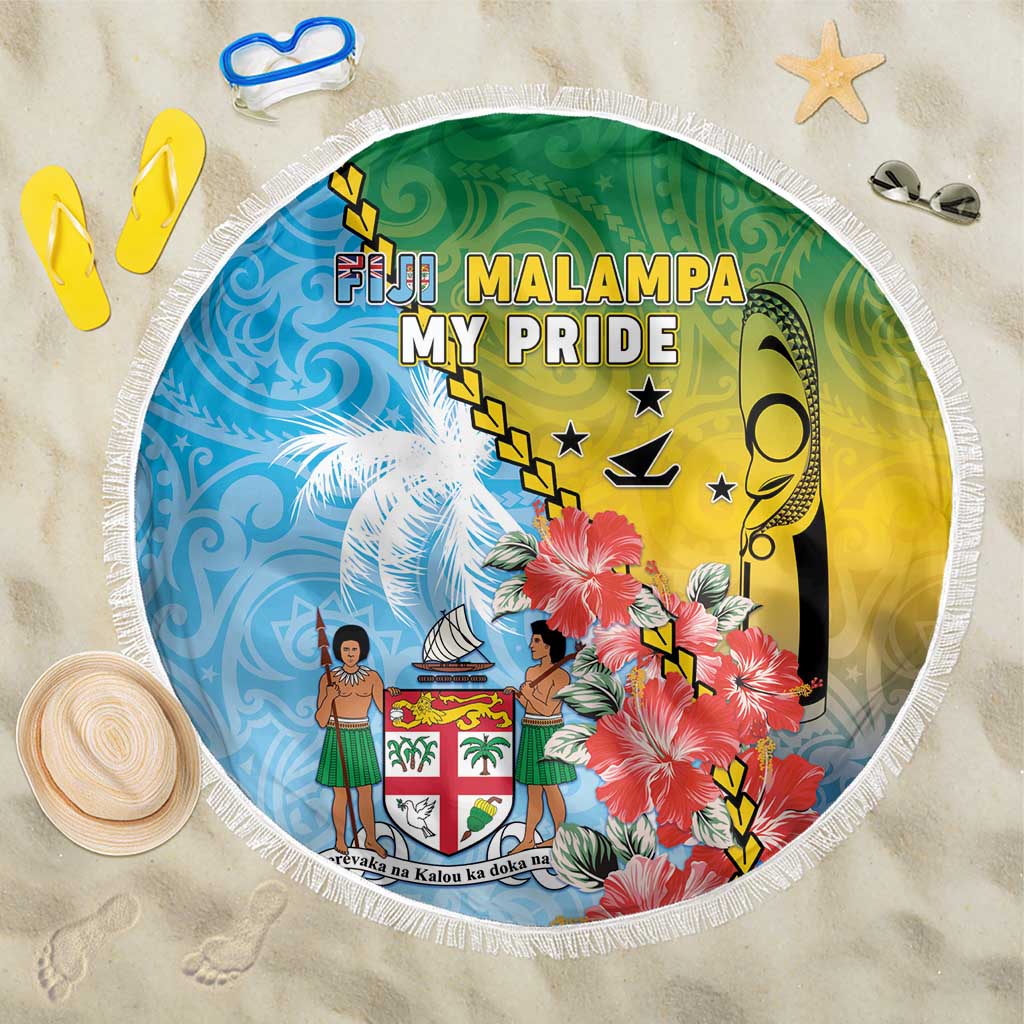 Malampa Fiji Day Beach Blanket Tribal Pattern With Tropical Flowers LT05 One Size 150cm Colorful - Polynesian Pride