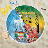 Malampa Fiji Day Beach Blanket Tribal Pattern With Tropical Flowers LT05 One Size 150cm Colorful - Polynesian Pride