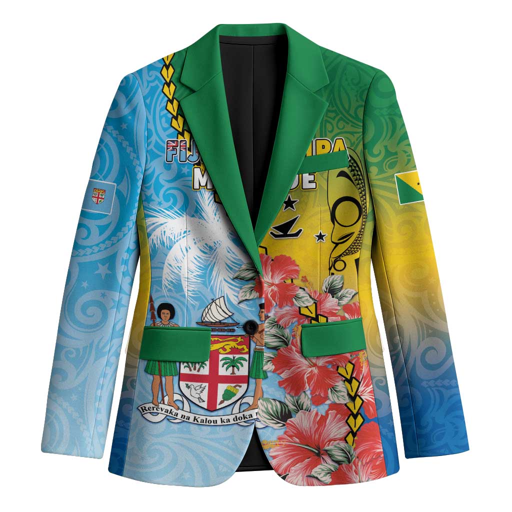 Personalised Malampa Fiji Day Blazer Tribal Pattern With Tropical Flowers LT05 Unisex Colorful - Polynesian Pride