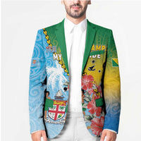 Personalised Malampa Fiji Day Blazer Tribal Pattern With Tropical Flowers LT05 - Polynesian Pride