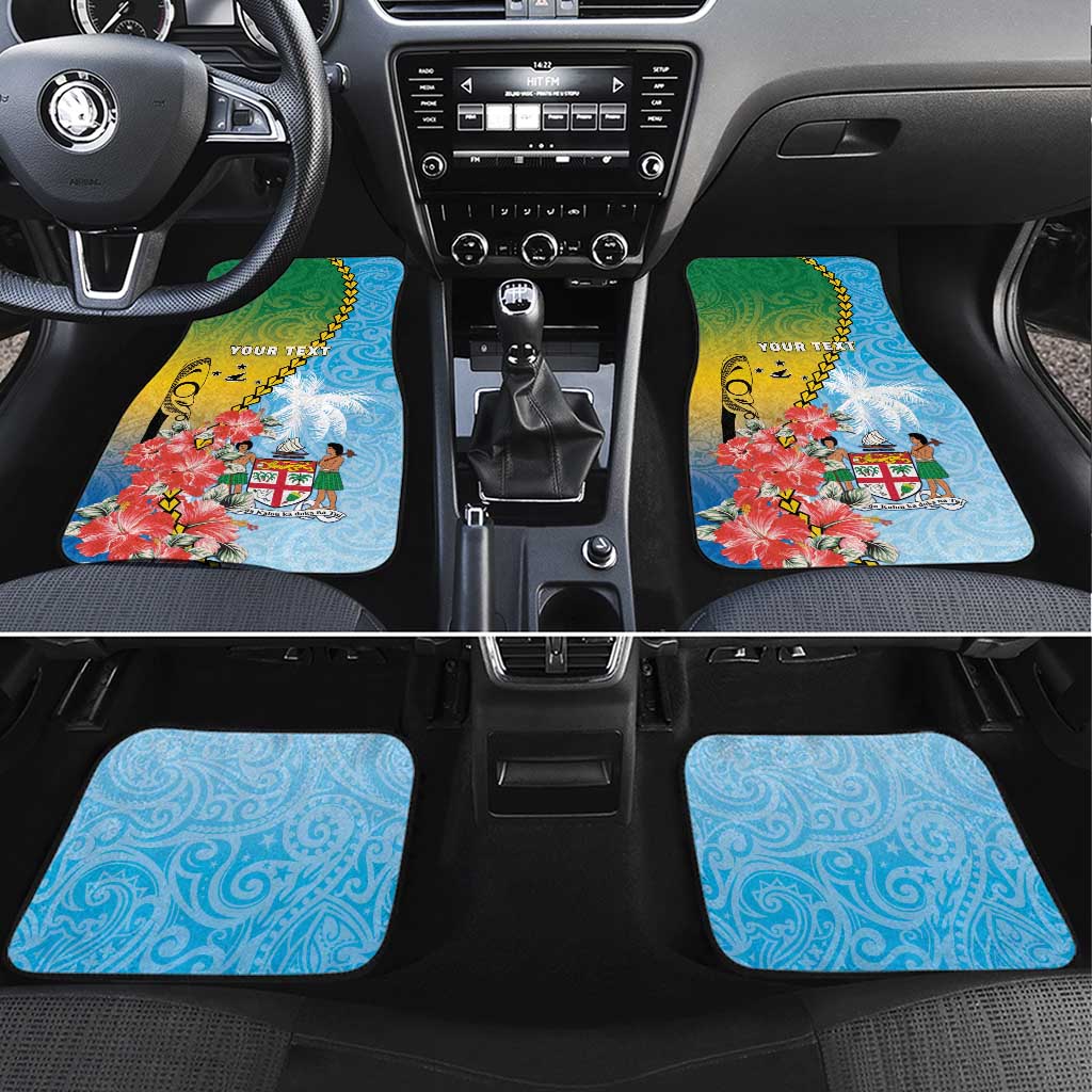 Personalised Malampa Fiji Day Car Mats Tribal Pattern With Tropical Flowers LT05 Set 4pcs Colorful - Polynesian Pride