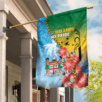 Malampa Fiji Day Garden Flag Tribal Pattern With Tropical Flowers LT05 House Flag Colorful - Polynesian Pride