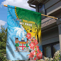 Malampa Fiji Day Garden Flag Tribal Pattern With Tropical Flowers LT05 - Polynesian Pride