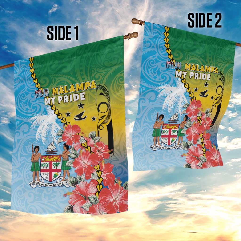 Malampa Fiji Day Garden Flag Tribal Pattern With Tropical Flowers LT05 - Polynesian Pride