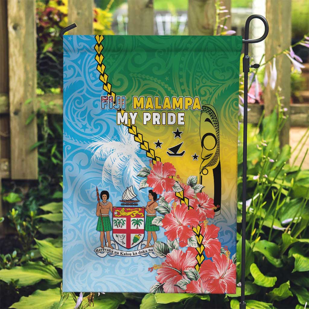 Malampa Fiji Day Garden Flag Tribal Pattern With Tropical Flowers LT05 Garden Flag Colorful - Polynesian Pride