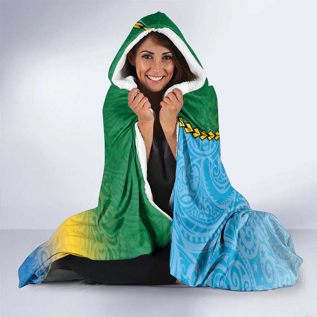 Malampa Fiji Day Hooded Blanket Tribal Pattern With Tropical Flowers LT05 - Polynesian Pride