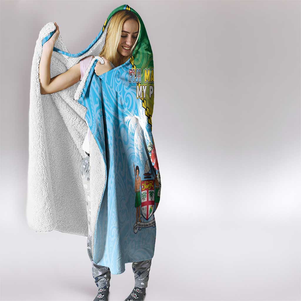 Malampa Fiji Day Hooded Blanket Tribal Pattern With Tropical Flowers LT05 - Polynesian Pride