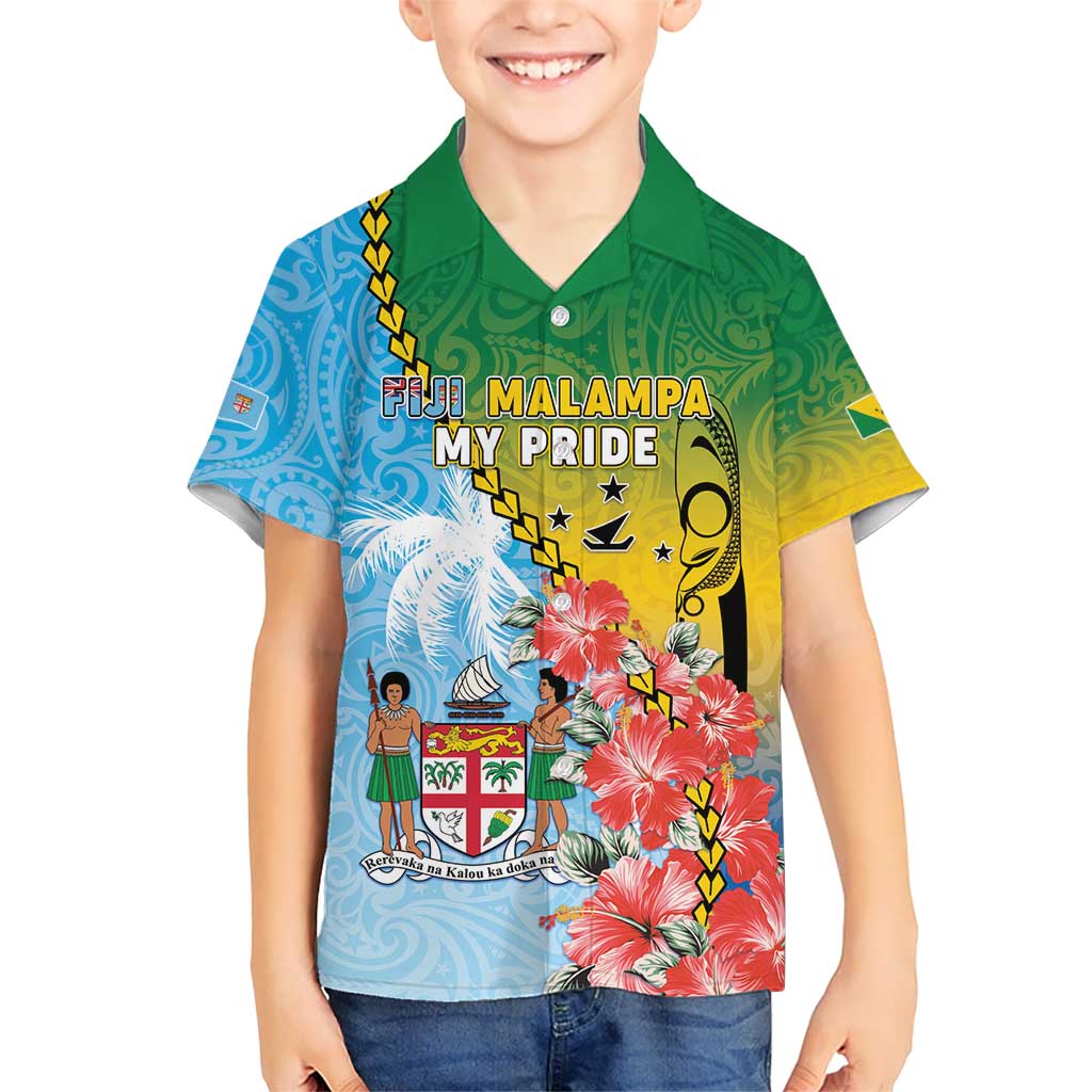 Personalised Malampa Fiji Day Kid Hawaiian Shirt Tribal Pattern With Tropical Flowers LT05 Kid Colorful - Polynesian Pride