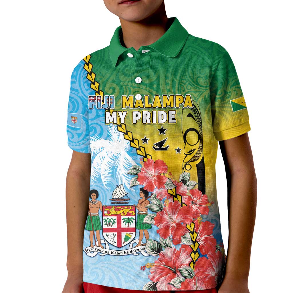 Personalised Malampa Fiji Day Kid Polo Shirt Tribal Pattern With Tropical Flowers LT05 Kid Colorful - Polynesian Pride